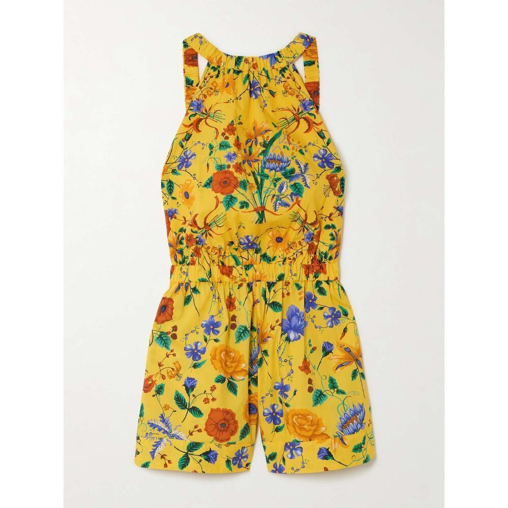 NWT Cara Cara Columba Floral Print Cotton Poplin Playsuit Jumper Yellow Sz XL - Picture 4 of 12